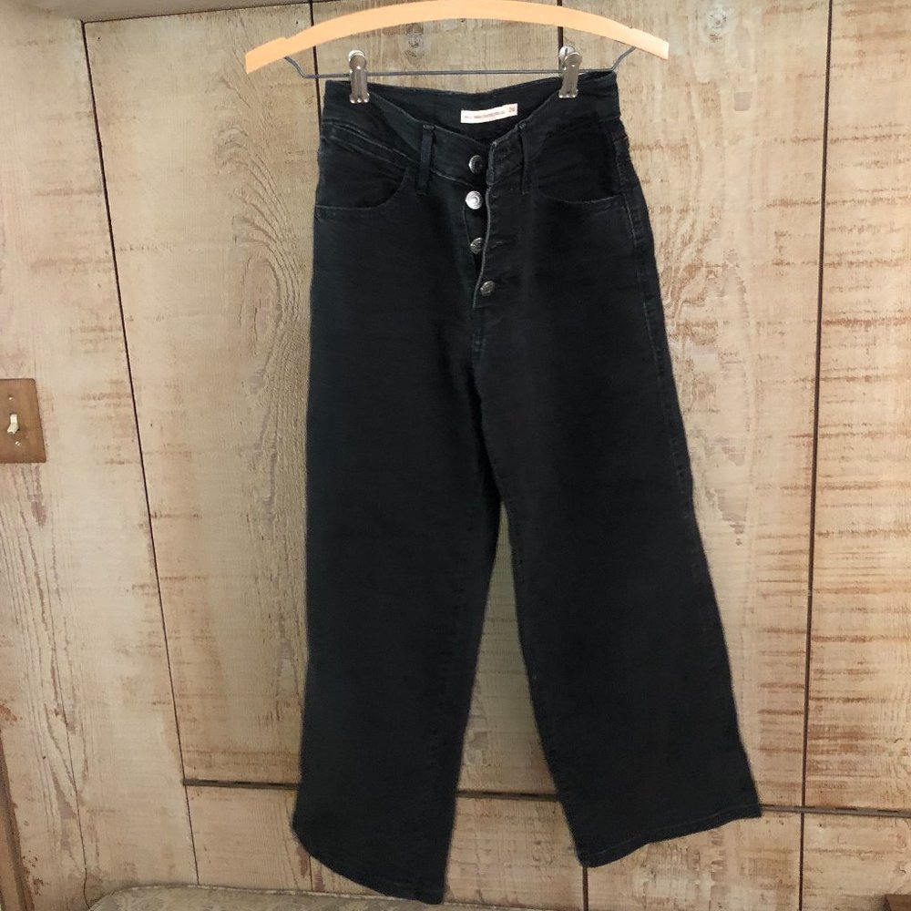 Levi's Mile High Button Fly Cropped Wide Leg Jeans, Size 24
